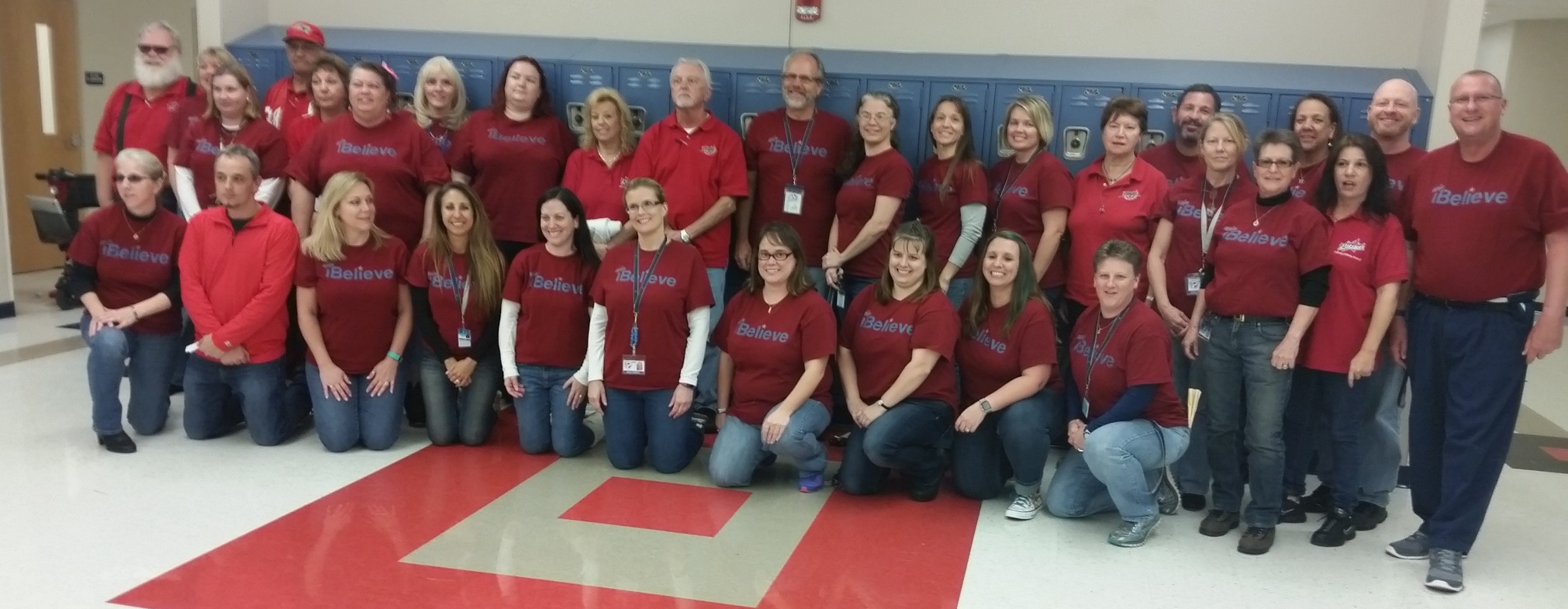 Employees at Bayonet Point Middle School Participating in National Wear Red Day