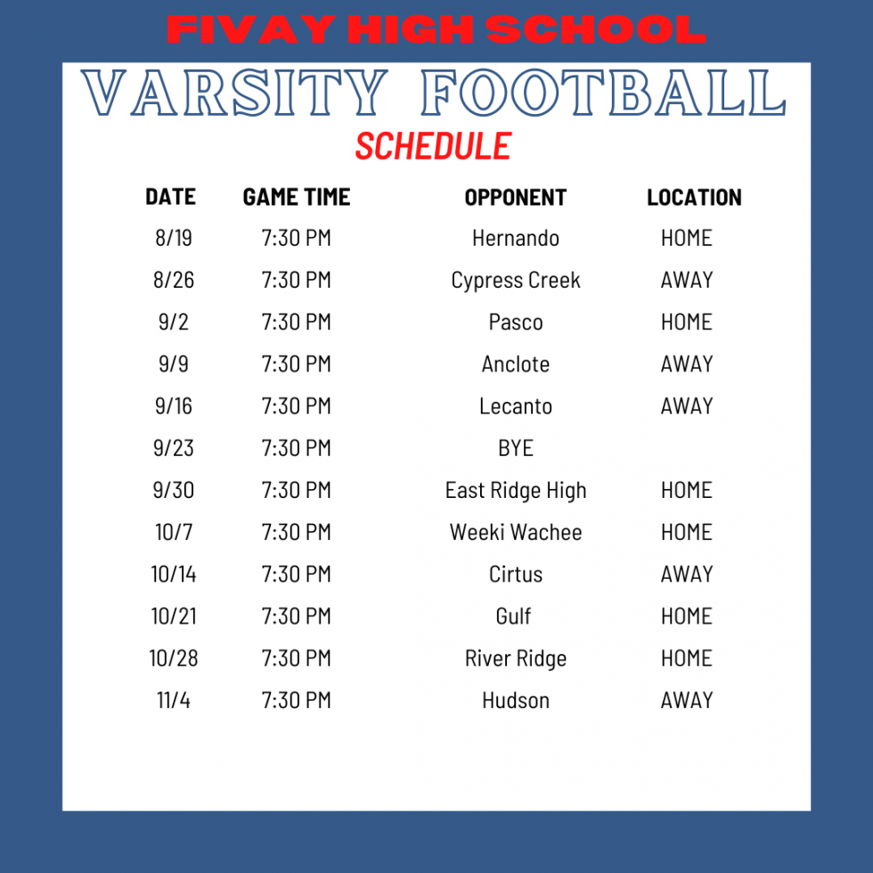 Schedules | Fivay Falcons Football